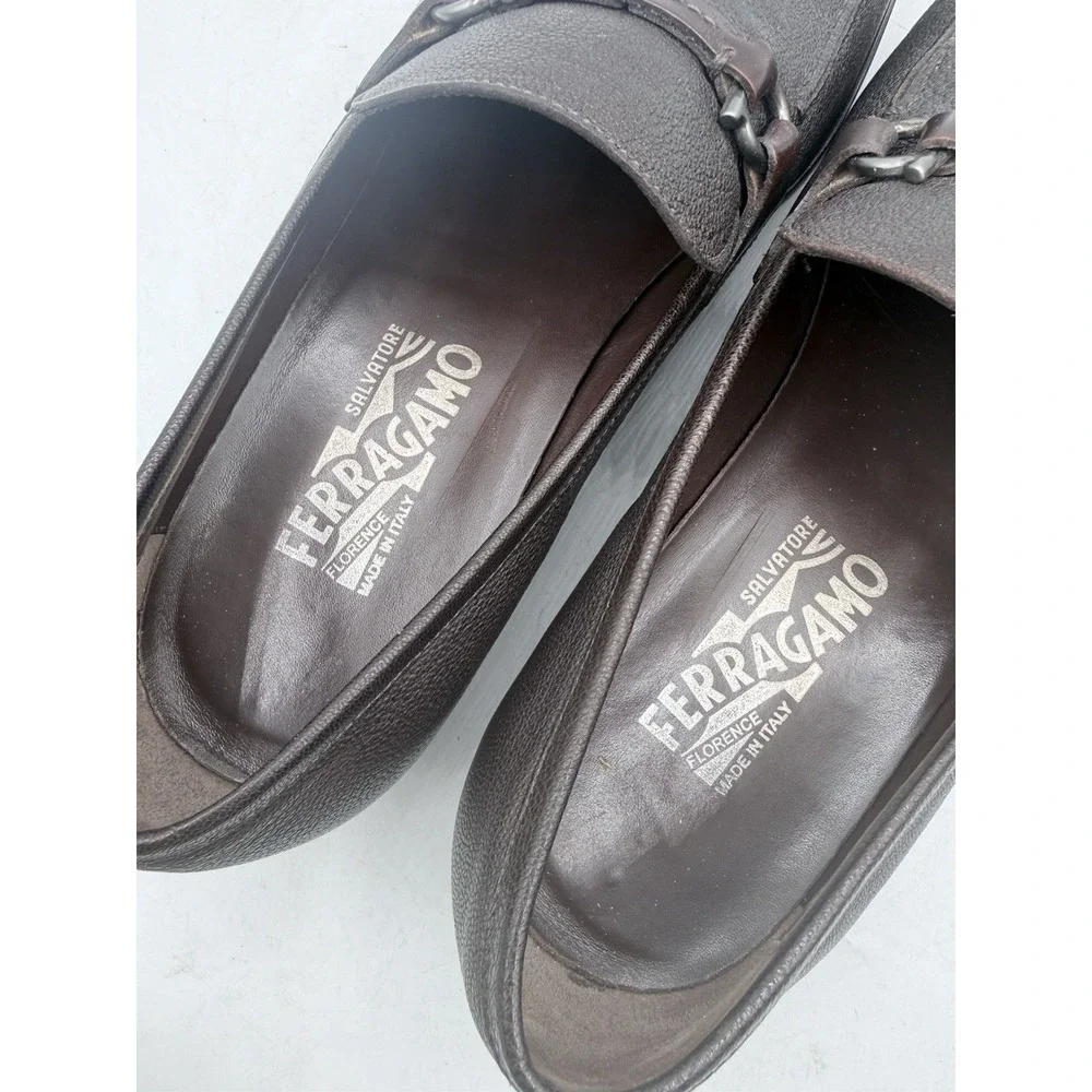 Mens Salvatore Ferragamo Brown‎ Leather Loafers Sz 10 D US Made In ITALY